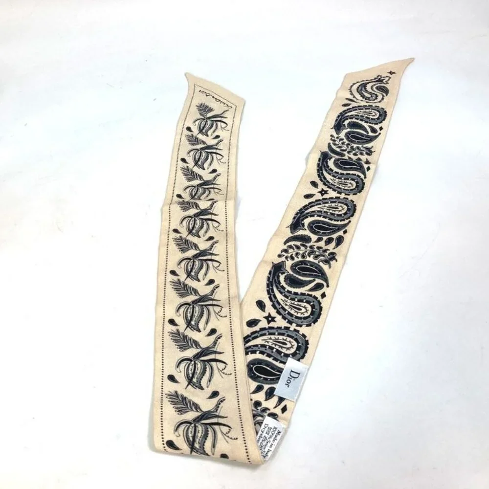 Dior Scarf Logo Mitzvah Silk Beige